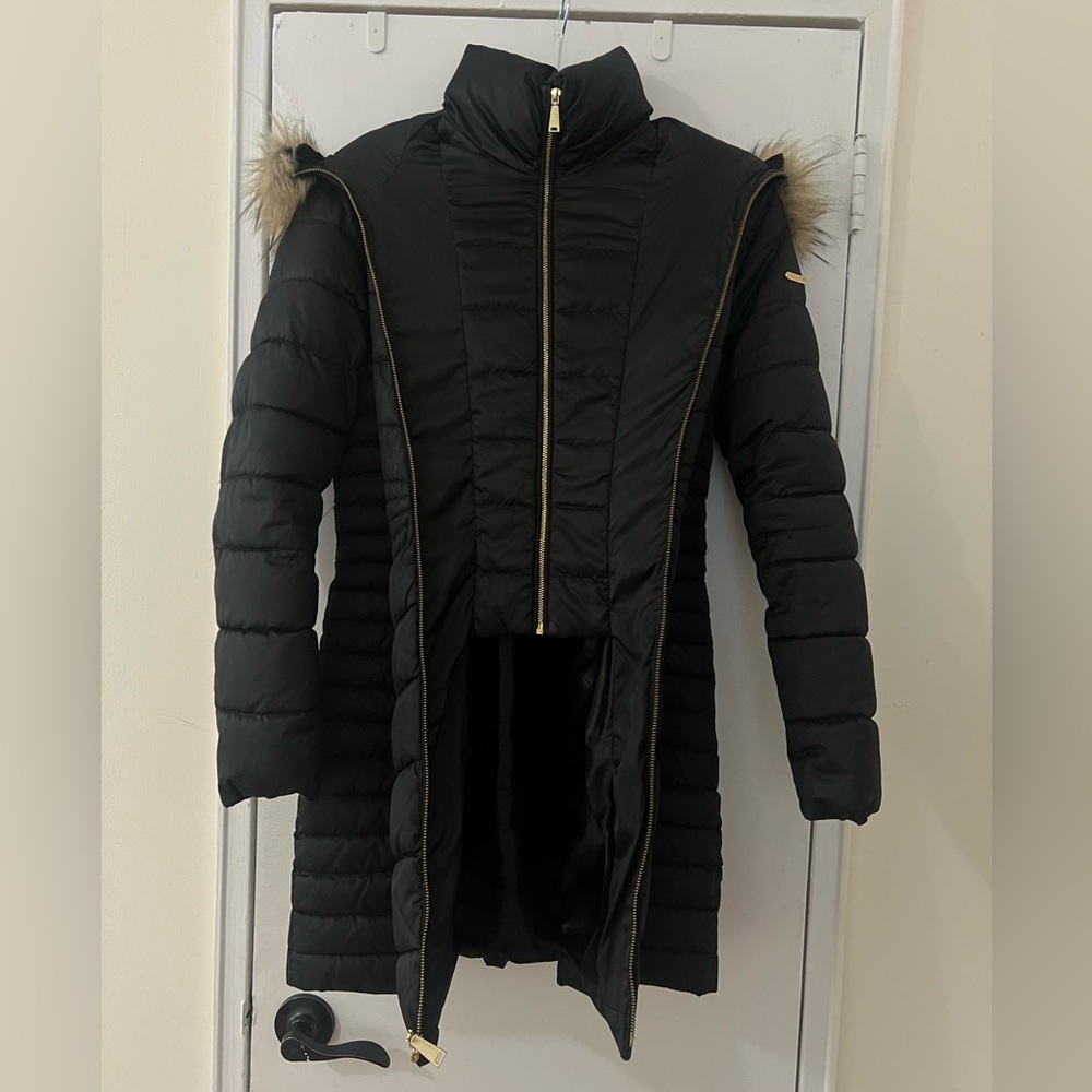 Laundry Black Coat with Fur Trim